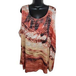 Catherines studded feather print tank top size 4x (30/32w)